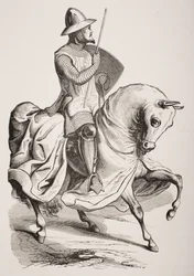 Cavaliere in abito da battaglia, da una miniatura in un Salterio del XII secolo, da 